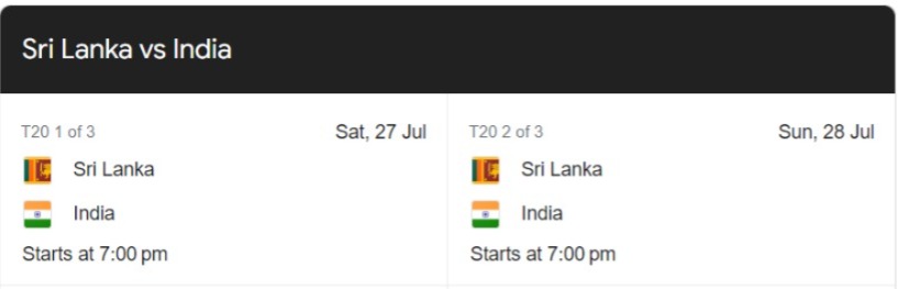 India VS Sri Lanka t20