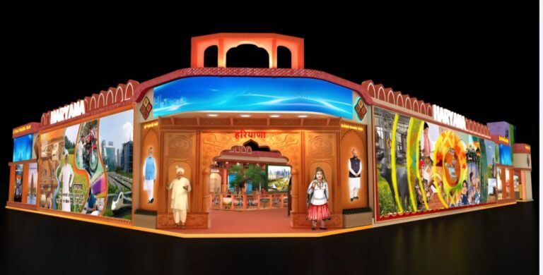 एक भारत-श्रेष्ठ भारत के थीम को ध्यान में रखकर बनाया गया है हरियाणा पेवेलियन