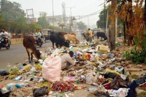 रेवाड़ी में सफाई व्यवस्था पर बवाल:गोल चक्कर पर फूटा लोगों का गुस्सा, 20 साल से हालात बदतर